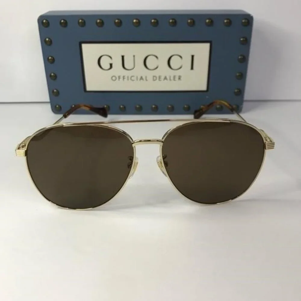 💯 - New Authentic Gucci Brown Pilot Ladies Sunglasses GG0969S 002